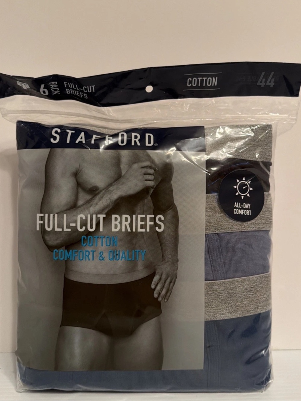 Men’s Stafford Full Cut Multi Color Briefs Underwear Size 44 6 Briefs NWT